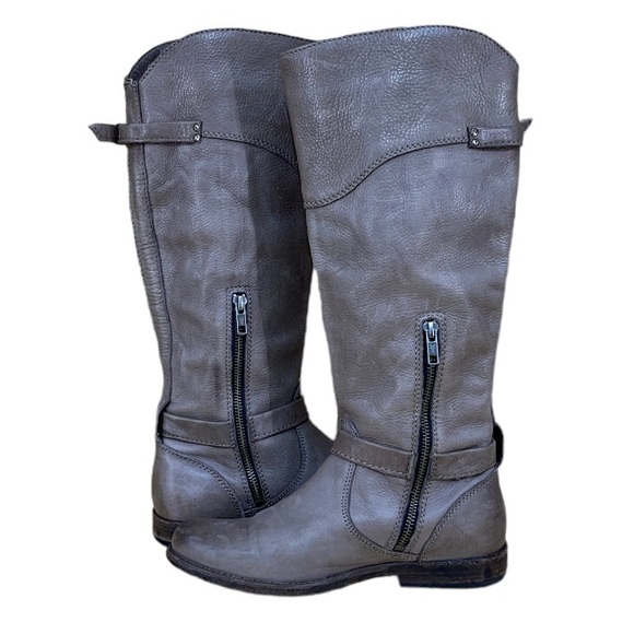 FRYE Women’s Grey Distressed Knee High Leather Boots Size 7 B - Picture 9 of 17